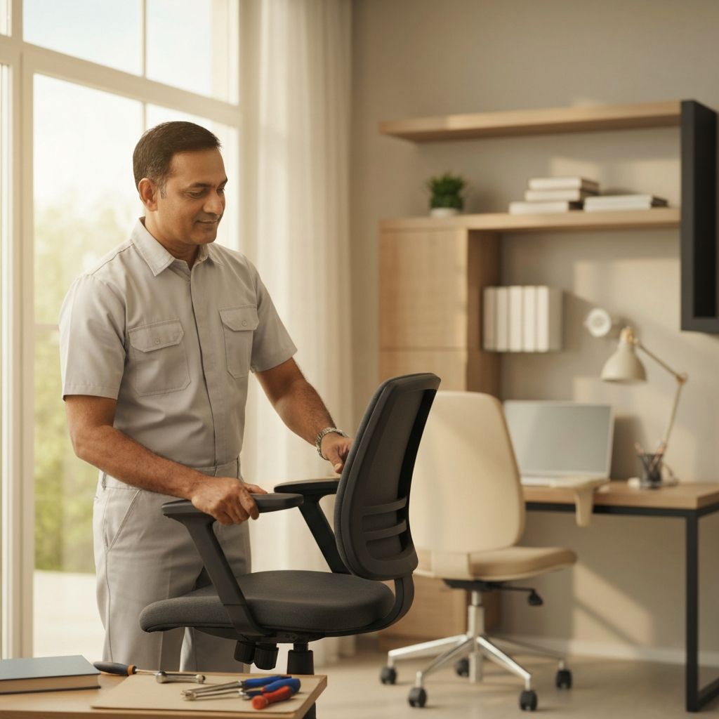 Technician providing doorstep chair repair service